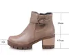 New 2017 Fashion Martin Boots Autumn Women Leather Motorcycle Boots Casual Round Toe Zip Plush Women Ankle Boots