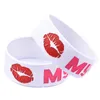 1PC Kiss My Mustache Silicone Wristband White 1 Inch Wide Fashion Decoration Rubber Gift Adult Size