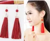 Nya Boho Designs Long Tassel Örhängen Kvinnor Mode Läder Tassels Dangle Örhängen Med Beaded Drop Earring Jl