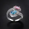 Roze blauwe zirkoon witgoud gevuld minnaar verlovingsring bruiloft vingerring Sz6107921305