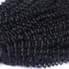 ブラジルの変態巻き巻きの人間の髪の髪の織り4 x 4レースの閉鎖自然の黒い色プリプット付きのバンドル