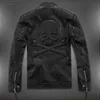 Wholesale- Hot ! High quality new Spring fashion leather jackets men, men's leather jacket brand motorcycle skull