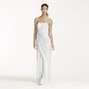 Lange strapless pick-up chiffon bruidsmeisje jurken met kant draping w10482 bruiloft feestjurk avondjurk formele jurken