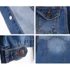 Frauen Langarm Mantel Slim Denim Kurze Casual Jean Jacke Oberbekleidung