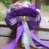 Roxo lilás buquês de casamento simulação flor suprimentos de casamento flor artificial strass ouro doce 15 buquês quinceanera 337j