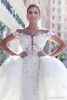 Vestidos De Novia 2020 Luxus-Hochzeitskleider mit abnehmbarer Schleppe, schulterfrei, volle Spitze, maßgeschneiderte afrikanische Brautkleider