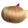 Бразильский Virgin человеческих волос Пучки Honey Blonde # 27 Цвет волос Straight плести кружева Top Closure 4шт / Lot Strawberry Blonde Hair