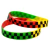 1PC Checkered Silicone Rubber Wristband Racing Flag Decoration Logo Punk Style Hip Hop Band Printed