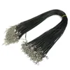 Черный восковой шнур веревка 1,5 мм провод для DIY кулон ожерелье подарок с застежкой-лобстером звено цепи подвески ювелирные изделия 100 шт./лот оптом