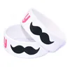 1PC Kiss My Mustache Silicone Wristband White 1 Inch Wide Fashion Decoration Rubber Gift Adult Size