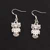 Owl Bird Earrings 925 Silver Fish Ear Hook E991 40pairs/lot Antique Silver Dangle Chandelier 11x36mm