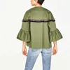 Women's Jackets Wholesale- 2021 Fashion Layered Tassel Women Jacket O Neck Flare Sleeve Basic Coats Plus Size Green Chaquetas Mujer YD83001