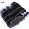 8a Brazylijski Proste Dziewicze Włosy Uwagi 3 Wiązki z uchem Do Ear Lace Frontal Zamknięcia Peruwiański Indian Malezyjski Kambodżański Remy Ludzki Hair