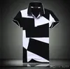 قميص بولو غير رسمي من الذكور الصيفية الموضة للرجال الأسود والأبيض القطن القطن القصيرة البولو بولو القميص القميص الرجال الرجال