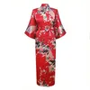 Wholesale- Red Chinese Women Silk Rayon Robes Long Sexy Nightgowns Yukata Kimono Bath Gown Sleepwear pijama feminino Plus Size XXXL