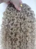 Nya brasilianska mänskliga jungfru remy hårförlängningar kinky curls hår weft medium brun mörk blond färg5168034