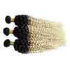 T1B / 613金髪の人間の髪の伸縮性Ombreインドの髪織り束300gインドの巻き毛のバージンヘア3本