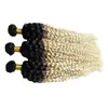 T1B / 613 blonde extensions de cheveux humains ombre indien cheveux tissage bundles 300g indien bouclés cheveux vierges 3pcs