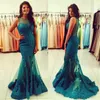 Sukienka Evening Vestidos de Noche Largos Elegansy 2019 Illusion Lace Aplikacje Długie Eleganckie Prom Dresses Mermaid