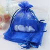 Wholesale- 50 PCS Royal Blue Organza Bolsa de casamento favor a jóias de jóias Caixa de doces decoração de casamento Partido de festa de evento 3 x 3,5 7cm x 9cm