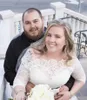 Plus Size Sheer Wedding Bolero Koronki 3/4 Rękawy Kurtka ślubna Aplikacja Biała Off Bridal Akcesoria