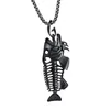 Tung fiskskelett Biker Pendant Silver Gold Black Rostfritt Steel Halsband Nytt med Rolo Chain 4mm 24 239y