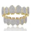 NOWY Hip-Hop GRILLZ Iced Out CZ Usta Zęby Grillz Czapki Top Bottom Grill Set Mężczyźni Kobiety Vampire Grille