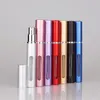 Refillable Toma Atomizers Travel Perfume Flaskor Spray Makeup Aftershave 7 Färger Metallflaska 5ml Snabb leverans J-014