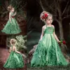 Lace Applique Flower Girls Dresses Backless Spaghetti Neck Communion Dress Floor Length Princess Gowns With Sash