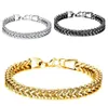 2017 Hot selling Jewelry 316L Stainless Steel Fashion Hip-Hop women Mens square figaro Chain bracelet silver/gold/black 6mm 8.66 inches