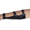 Garantido 100% PU Couro Preto 22 cm Archery Arm Guard 3 Ajustável Strap Arm Protection com 3 Varas Arco e Flecha Acessórios