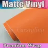 Orange satin vinyl för bil wrap -film med luftbubbla gratis matt vinyl för fordon inpackning kropp täcker folie vinyle 1.52x30m/roll (5ftx98ft)