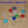 New 5ml Round Silicone Containers With Clear Acrylic Shield Container Nonstick For Oil Wax Dabs Slick Jars Free Hookah Gel Holder glass bong