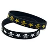 1PC Skull and Stars Logo Cinturino in gomma siliconica Stile punk Fascia hip-hop stampata per adulti