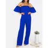 Partihandel - Kvinnor Av Skulder Jumpsuit Romper Sexig Kortärmad Jumpsuit Chiffon Rompers Womens Jumpsuit Wide Legs Playsuit Övergripande Macacao