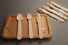 2020 Promotional 100% biodegradable Wooden Party Cutlery Black Wood Spoon Fork Knife Disposable Tableware High Quality Cheapest 200pcs / set