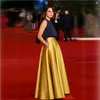 黄金の2017新しい高品質パーティースカートのための女性サテンの生地のフリルの長いチュチュスカートの魅力的なマキシエラシートウエスト正社会のスカート