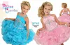 2022 Glitz Cupcake Girls Pageant Robes Rose Organza Volants Fleur Filles Robe À La Mode Fête D'anniversaire Mini Perlé Cristal Ba9804932