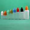 Bottiglie contagocce in plastica da 100 pezzi da 15 ml con tappi sicuri a prova di bambino Consigli per bottiglia comprimibile a vapore con capezzolo lungo