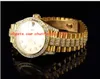 Mode luxe polshorloge Uitstekende dames 27mm 18k geel gouden diamant horloge automatische horloges horloges