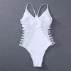 Porter blanc femmes maillot de bain évider femme une pièce maillots de bain soutien-gorge rembourré femme Monokini body maillots de bain livraison gratuite