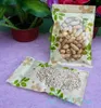 22X30cm,100pcs/lot X front clear green flower printing ziplock bag-clip close coffee bean/oatmeal poly pouch, zipper retain freshness sack