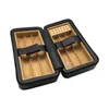 6 담배를 저장할 수있는 블랙 그레인 가죽 시가 담배 저장 상자에 202 * 107 *은 86mm 시가 휴 미더 담배 상자 메이크업
