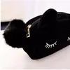 Bonito portátil dos desenhos animados gato moeda caso de armazenamento viagem maquiagem flanela bolsa saco cosmético estilo coreano e japão frete grátis