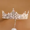 Vintage Düğün Gelin Kraliçesi Taç Tiara Kristal Rhinestone Head Bandı Tam Yuvarlak Taç Yardımcı Saç Aksesuarları Silver Pearl Headdr3670504