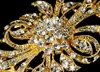 Elegante banhado a ouro claro rhinestone cristal flor broche pin buquê