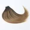 Extensions de cheveux ombrés sans colle 2/6 bandes dans les extensions de cheveux humains 40 pièces 10 grammes cheveux brésiliens vierges Balayage brun foncé Highlight4135351