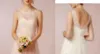Pełen wdzięku Ivory Tulle Druhna Dresses Sexy Koronki Sheer Illusion V-back Długość kolana Glitz linia Prom Suknia Druhna Dress