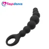 Toysdance Vuxen Sexleksaker för kvinnor Svart Silicone Anal Beads Flexibel Butt Pluggar Sexprodukter Unisex Anal Balls 7 '' Vattentät 17420