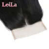 Peruvian Virgin Hair Silkeslen Straight Hair 2 Bunds med 4 x 4 spetsstängning Mellan tre del 100 obearbetat mänskligt hår8565166